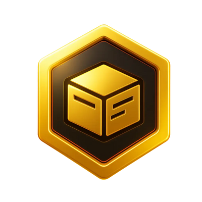 Gold hexagonal badge with 3D cube and Signature Seat Covers initials on dark background