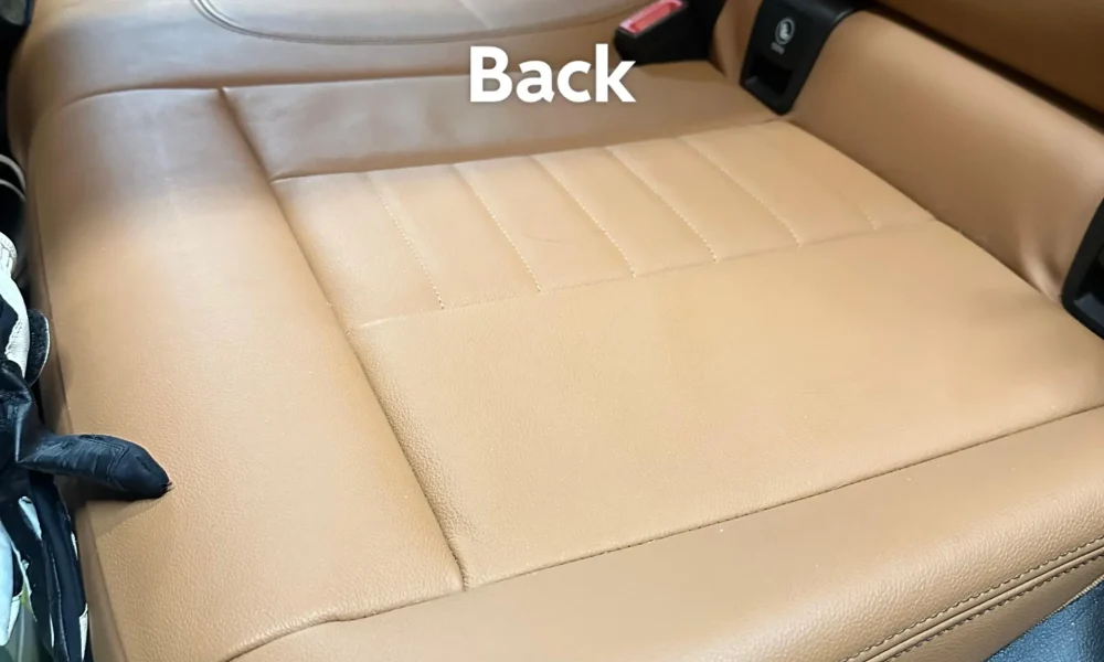 Fabric car seat before and after interior deep cleaning and stain extraction